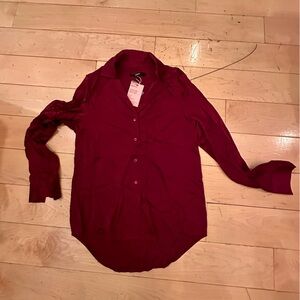 Beautiful burgundy/dark red SILK blouse - NEVER WORN W TAGS!!